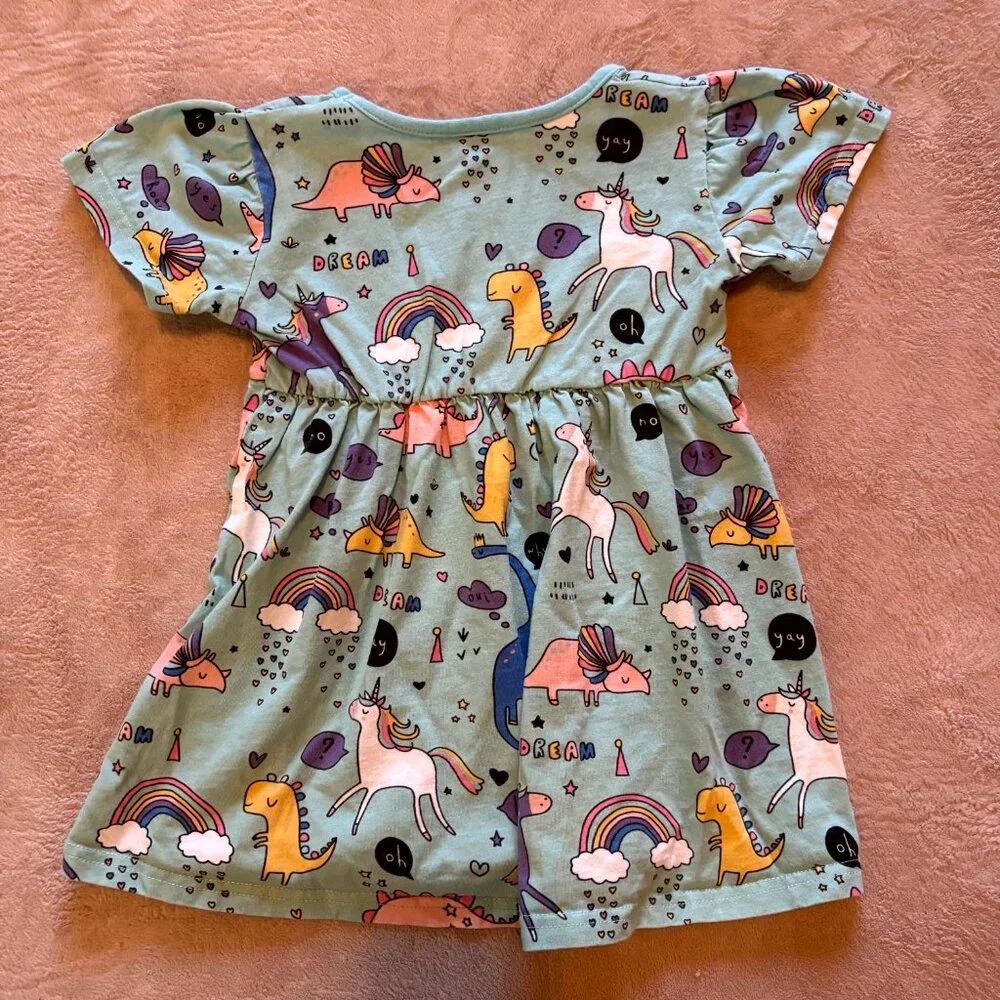 Hanna Andersson Hot Air Balloon Dress + Dino Unicorn Dress Bundle | 3T | 100% Co - Picture 10 of 11